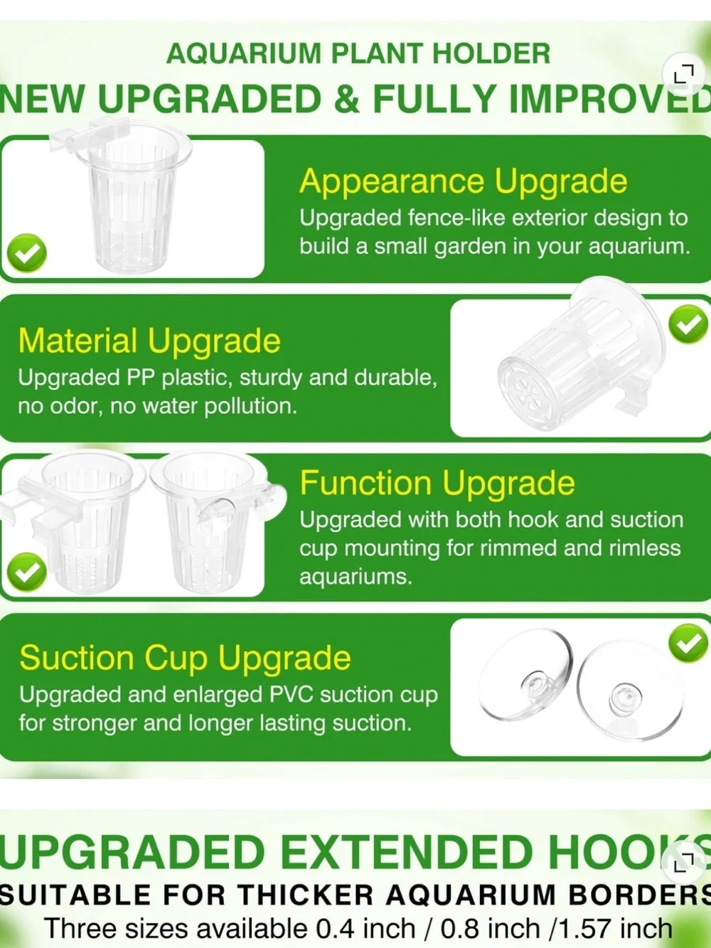 Clear Hydroponic Net Pots with Suction Clips - Set